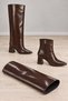 Zelvora Women's Boots with Dust Cover Detail, Removable Attachment, Pointed Toe, Zipper, Thick Heel - 6