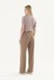 Coffee-Colored Palazzo Belted Fabric Trousers - 3