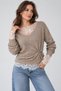 Women's Wool Knit Sweater with Drawstring Detail - 3