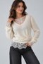 Women's Wool Knit Sweater with Drawstring Detail - 3