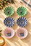 Set of 6 Metal Snack Bowls 10 cm Colorful Striped Sardine Patterned Nuts Breakfast Bowl - 2