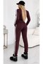 Women's long sleeve front zipper finger pass viscose two thread blouse and pants two piece set - 2
