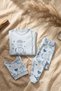 Aria Sky Safari 100% Cotton Blue Baby Set 0-3 Months - Side Snap Top, Pants with Booties, and Beret - 2
