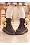 Girl's Teddy Bear Figured Orthopedic Sole Zippered Boots - 2