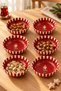 Set of 6 Metal Snack Bowls 10 cm Red New Year Themed Nut Bowl with Soldier Figures - 4