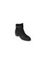 Women's Black Brown Matte Leather Round Toe 5cm Thick Heel Ankle Boots with Stones