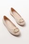 İnf-325 Beige Casual Women's Ballerinas with Buckle Accessories - 3