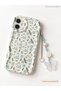 Iphone 16 plus phone with blue flower patterned ecru case