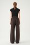 Belt Detail Palazzo Trousers 8421A Brown - 5