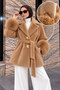 Fox Coat with Fur Sleeves Tsd260352 Camel - 2