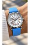3 Atm Blue Silicone Cord, Men's Wristwatch Stylish in Box + Wristband