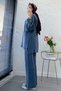 Premium Knitwear Set with Sleeves and Side Slits - Indigo - 7