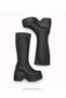 Women's Black Stretch High Platform Wedge Sole Women's Boots - 5