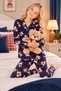 Girl's Cotton Navy Blue Color Buttoned Long Sleeve Pajama Set - 2