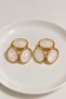Gold Plated Beige Enamel Oval Women's Earrings - 2