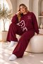 Women's Plus Size Teddy Bear Printed 2-Piece Set – Oversized Crew Neck Sweatshirt and Wide-Leg Pants Comfortable Casual Combination - 2