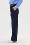 Navy Blue Palazzo Belted Fabric Trousers - 6