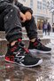 Boy's Black Red Mechanism Sports Shoes Thick White Sole Casual Comfortable Sneaker