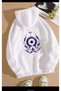 Mi̇sti̇k Mix Printed Oversize Hooded Cotton White Sweatshirt - 3