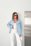 Women's Blue Snow Oversized Pocketed Buttoned 100% Cotton Denim Shirt Sofi̇a-6010 - 5