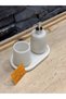 100% Natural White Marble Conical 3-Piece Bathroom Set – Tray, Liquid Soap Dispenser & Toothbrush Holder - 4