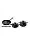 Cast Pro 26 cm Flat Pot and 24 cm Deep Pot Set - Black with Induction Base
