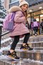 Girl's Black Purple Mechanism Sports Shoes with Thick White Sole, Casual Comfortable Sneaker - 2