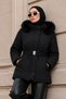 Zippered Zigzag Patterned Short Nova Coat Tsd260354 Black - 6