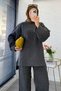 Premium Knitwear Set with Sleeves and Side Slits - Anthracite - 8