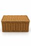 Rattan Look Rectangular Small Storage Box and Organizer with Handle and Lid 21X31X12 cm - Bohemian