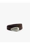 Stone-Look Metal Buckle Faux Suede Belt