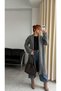 Premium Şardonlu 50% Wool Shawl Collar Long Cardigan - 4