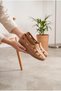 Women's Leather Comfortable Casual Shoes with Cross Stitching Detail and Windows - 3