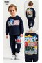 Patterned 100% Cotton 3 Thread Threaded Boys' Double Suit - 2