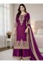 Purple GMY Silk Embroidered Palazzo Set - HRT9176 | Purple-Size:2XL-44-Inches
