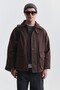 Suede Collar Trench Coat with Pocket Bags - 3