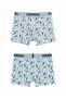 Penguin Patterned Men's Boxer Cotton Lycra Shiny Elastic Boxed Light Blue - 4