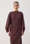 Kayik Yaka Bat Sleeve Satin Dress - 2