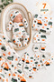 Printed 7 Piece Newborn Hospital Discharge Set Baby Boy Blanket and Baby Bodysuit Set