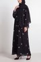 Black Floral Abaya with Side Pockets