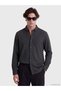 Ozmarka New Season Anthracite Slim Fit Textured Men's Shirt