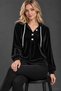 Velvet Texture, Hooded Style - Women's White Button Detailed Long Sleeve Hooded Velvet Blouse - 2