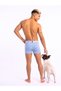 French Bulldog Dog Patterned Men's Boxer Cotton Lycra Shiny Elastic Boxed Light Blue - 3