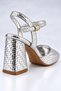 Women's Silver Color Braided Square Toe 7 cm Thick Heeled Ankle Strap Stylish Evening Dress Shoes New Season 2026 - 8