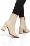 Women's Side Cold-Proof Heeled Boots (4cm) Beige - 2