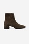 Richey Green Suede Genuine Leather Women's Round Toe Thick Heeled Boots - 8