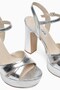 Women's Silver Platform Heeled Shoes - 4
