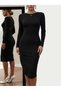 Women's long sleeve midi dress with lace detail at the back - imported crepe - 4