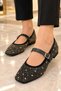 Women's Stone Detailed Stylish Flexible Comfortable Buckle Ballerinas - 2