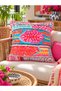 Colorful Bohemian Ethnic Patterned Cushion Cover 43X43 cm - Pink Turquoise Piping Double-Sided Printed